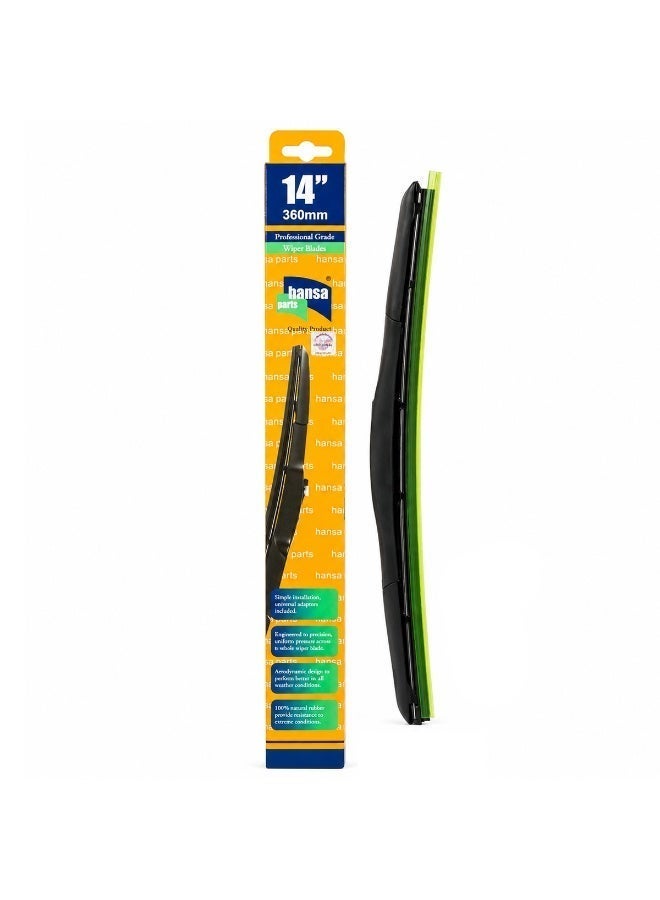 HANSA 14 Inch (360mm) Hybrid Windshield Wiper Blade Universal Car Wiper Blade Silicone Coated Rubber Quiet Streak-Free Wiping All Weather Front Windshield Wiper Easy Installation Clear Visibility Durable Replacement Blade ERPCWP 10228 - Image 3