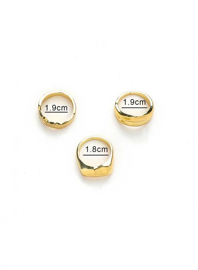 Take Two Take Two Set of 3 - Gold Tone Statement Rings