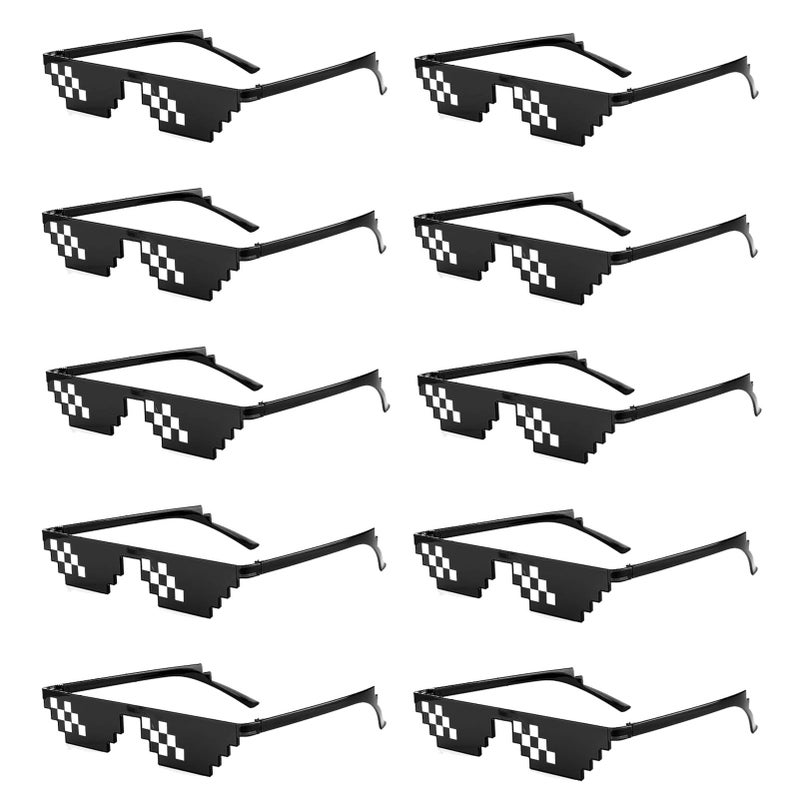 SUNOVELTIES 10 Pack Thug Life Party Sunglasses 8 Bit Pixelated Tiny Mosaic Gamer MLG Photo Props Glasses for Adults - Image 4
