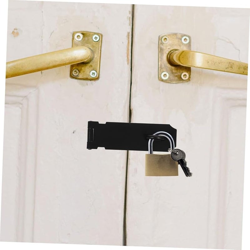 Heavy Duty Black Door Latch Padlock Hasp Security Lock For Gates Cabinets Storage - Image 5
