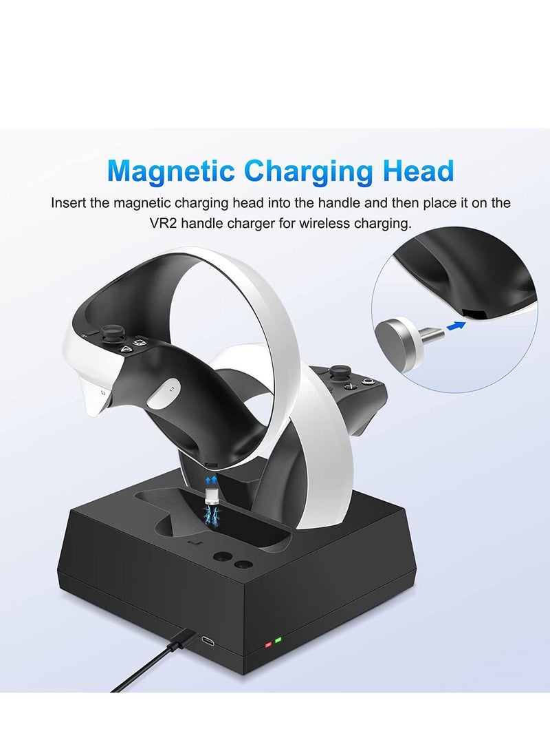Captaintech VR Charging Stand Compatible with PS VR2 Controller Accessories Fast Type-C Magnetic Wireless Charging Station 2 Charge Heads with LED Indicator - Image 3