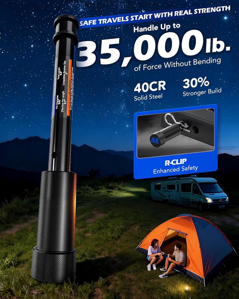 Orion Motor Tech دبوس قفل وصلة الجر من ، يناسب مستقبل 2 بوصة مع قفل دبوس وصلة بقطر 5/8 بوصة، قفل دبوس وصلة فولاذي مضاد للسرقة مع مفتاح لوصلات الفئة الثالثة والرابعة، دبوس وصلة مقطورة مضاد للاهتزاز مع حلقات O - Image 4