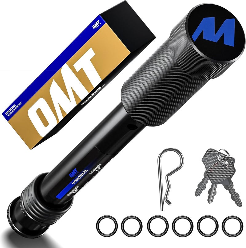 Orion Motor Tech دبوس قفل وصلة الجر من ، يناسب مستقبل 2 بوصة مع قفل دبوس وصلة بقطر 5/8 بوصة، قفل دبوس وصلة فولاذي مضاد للسرقة مع مفتاح لوصلات الفئة الثالثة والرابعة، دبوس وصلة مقطورة مضاد للاهتزاز مع حلقات O - Image 1