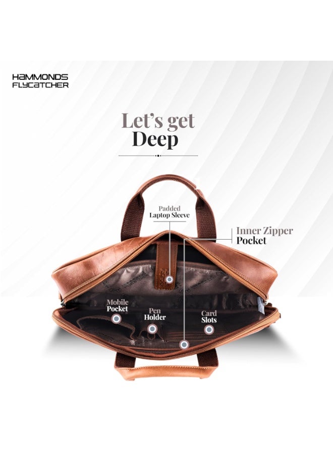  هاموندز فلاي كاتشر حقيبة مكتب جلدية للرجال - حقيبة كمبيوتر محمول مقاس 15.6 بوصة للرجال للمحترفين ومسافري الأعمال - أحزمة قابلة للتعديل وحجرات متعددة - Image 4