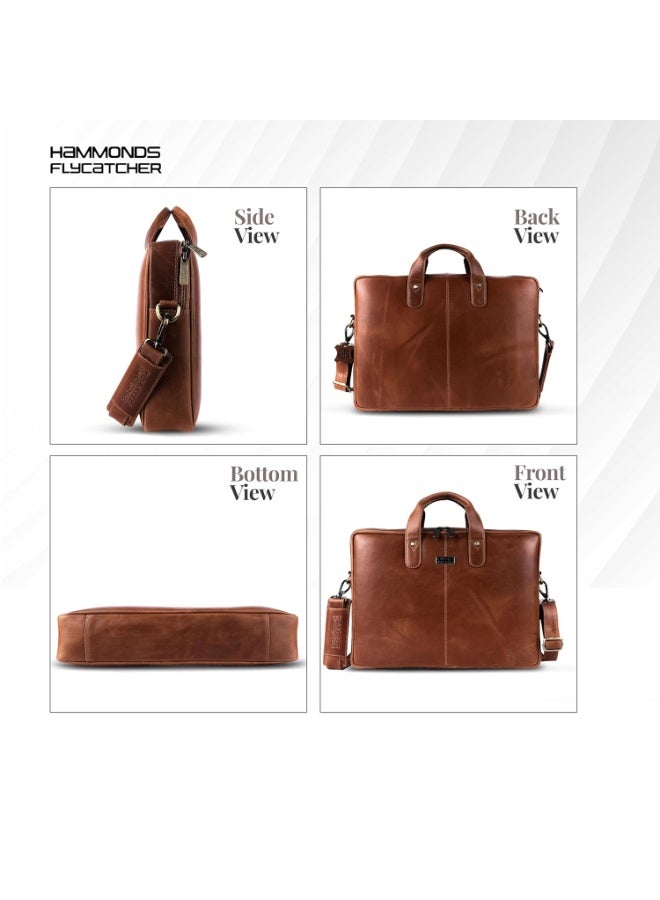  هاموندز فلاي كاتشر حقيبة مكتب جلدية للرجال - حقيبة كمبيوتر محمول مقاس 15.6 بوصة للرجال للمحترفين ومسافري الأعمال - أحزمة قابلة للتعديل وحجرات متعددة - Image 5