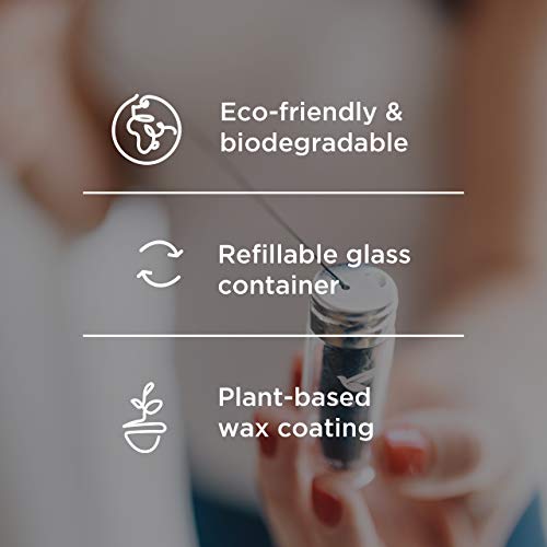 TreeBird Organic Biodegradable Bamboo Charcoal Dental Floss & Refillable Glass Holder | Vegan | Naturally Waxed with Candelilla Wax | 33yd Thread Spool | Eco-Friendly Zero Waste Oral Care | Mint Flavored - Image 3