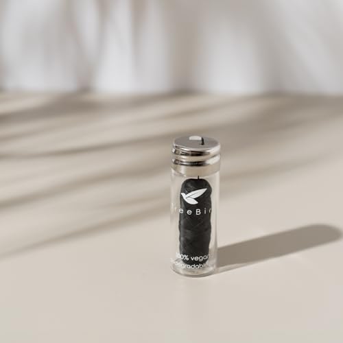 TreeBird Organic Biodegradable Bamboo Charcoal Dental Floss & Refillable Glass Holder | Vegan | Naturally Waxed with Candelilla Wax | 33yd Thread Spool | Eco-Friendly Zero Waste Oral Care | Mint Flavored - Image 2