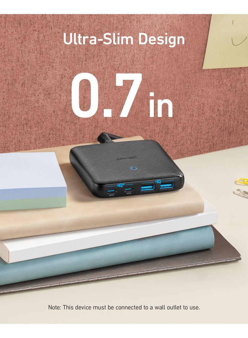 Anker USB C Plug, 543 (65W II) PIQ 3.0 and GaN, 4-Port Fast Wall Charger with Dual Type C Ports (45W Max) for Efficient Charging, Compatible with MacBook, iPad, iPhone, USB C Laptop, and More - Image 3