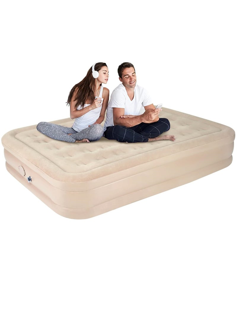 ELTRAZONE Double Air Bed Inflatable Mattress | Ultra Plush Fiber Technology for Comfort & Support | Durable Air-Filled Bed for Home, Travel & Camping | Queen Size 200x150x40 cm | Easy Inflation, Leak-Resistant, Foldable for Storage – Portable Sleep Solution  - Image 1