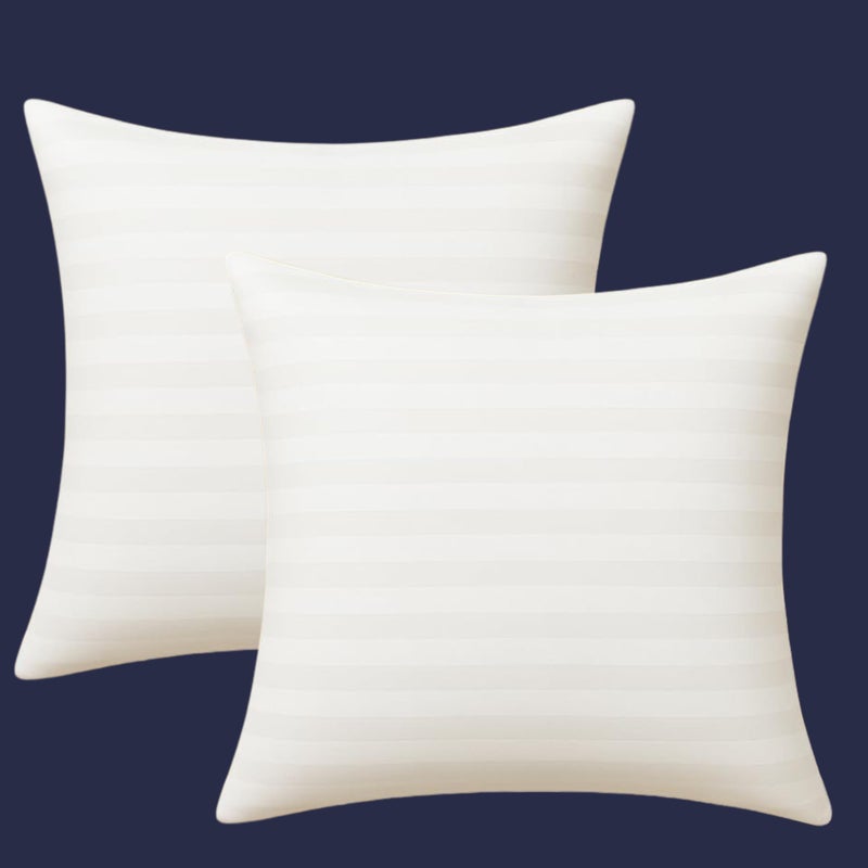 9villa Durable Microfiber Cushion in Satin Stripe Fabric with Stomach, Cushions for Sofa,Bed,and Chair Cushion Set of 2 (White, 16 x 16 x 2) - Image 5
