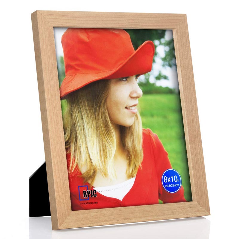 RPJC 8x10 inch Picture Frame Made of Solid Wood High Definition Glass for Table Top Display and Wall mounting photo frame Natural