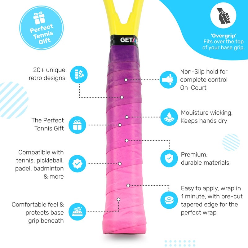 Get A Grip - Custom Tennis Racket Grip Tape - Anti-Slip/Quick-Drying Tennis Overgrips - Precut Badminton Racket Grip with Finishing Tape (Cascade, 1 Grip) - Image 2