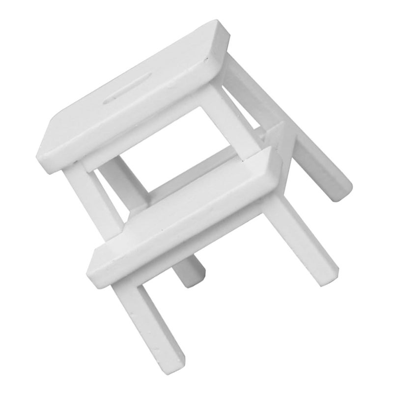 White Miniature Wooden Stool Model Dollhouse Furniture For Collectors - Image 2