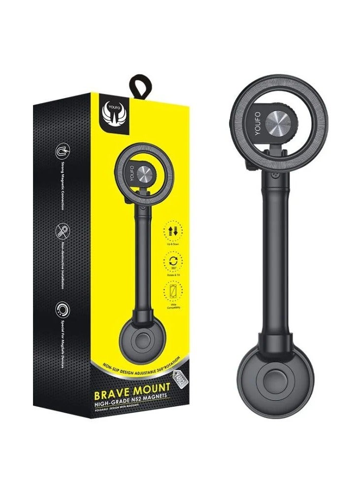 Y-4862 Magnetic Car Phone Holder with Strong Suction Base  360° Rotation - Compatible with All Smartphones  iPhones, Easy Mount on Dashboard  Car Screen - Image 1
