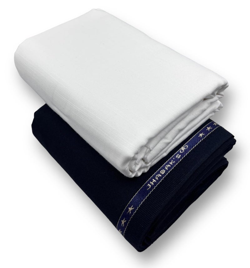 JHABAK'S 100% Pure Cotton Premium Shirt and Trouser Fabric - 100% Pure Cotton Material - 1.60 Meter Shirt Cloth - 1.30 Meter Pant Piece (White) - Image 3