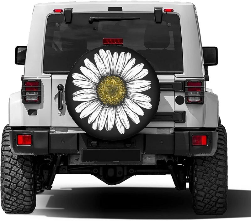Foruidea Daisy Flower Spare Tire Cover Wheel Tire Cover Fit Trailer, RV, SUV and Many Vehicle 18inch - Image 2