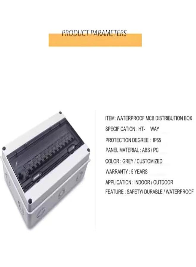 Litost® HT-12 Way IP65 Waterproof MCB Distribution Board with Cover Suitable for Outdoor Use Waterproof PVC Enclosure Against Water Splash Outdoor IP65 MCB Box - Image 4