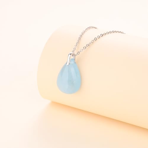 COAI 925 Sterling Silver Necklace for Women, Teardrop Pendant Aquamarine Birthstone Necklace for Women - Image 4