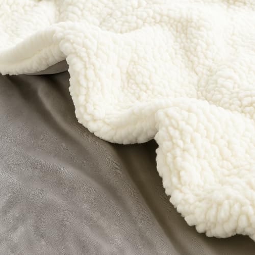 CHANDRAVATI Double Bed Premium Polyester Micromink Mild Winter/Heavy Winter Sherpa Blanket Super Soft Flannel Solid/Plain || (Light Grey) - Image 2