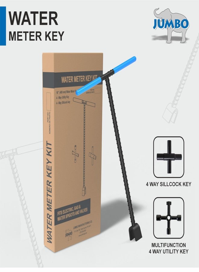 JUMBO 16" Water Meter Key with 4 Way Sillcock Key and 4 Way Multi Utility Key - Image 2