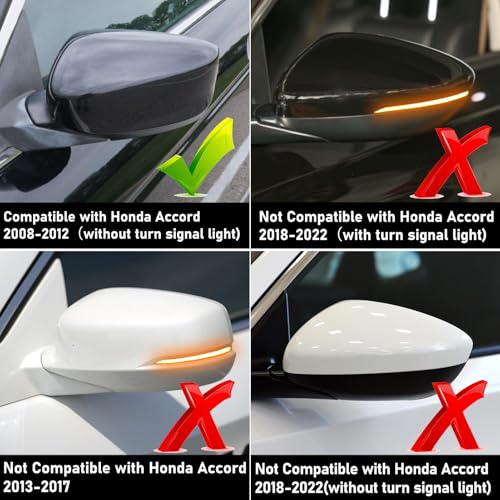Abodvu Compatible with Honda Accord Mirror Cover Replacement 2008-2012,8th Gen Accord Sedan Mirror Cap for Left Driver Side,Clip on,W/O Turn Signal Gap Replace for 76251TVAA31,Glossy Black,1 PCS - Image 5