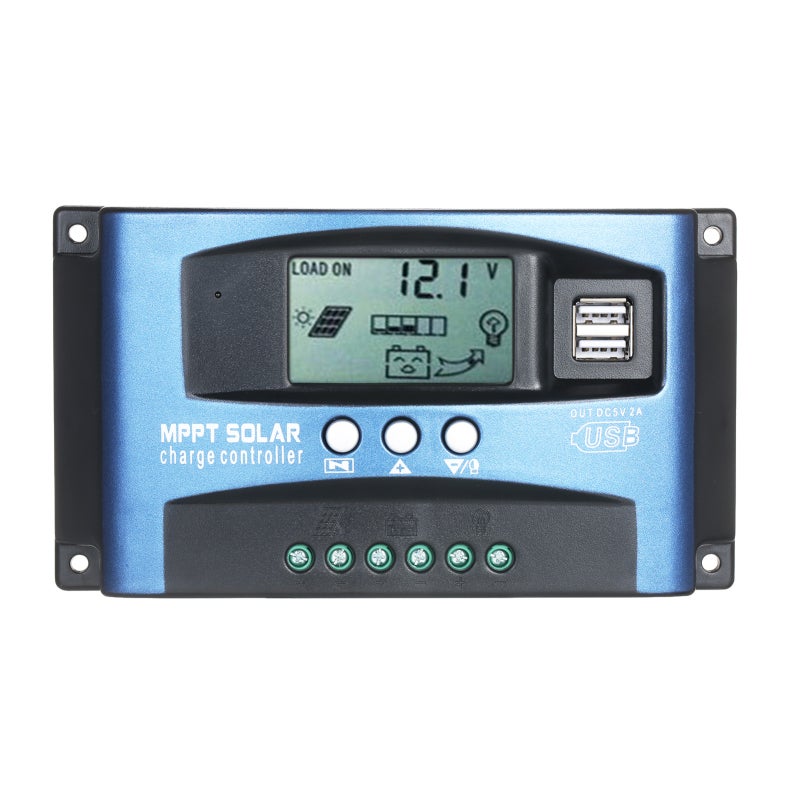 MPPT Solar Charge Controller Dual USB Solar Controller Smart LCD Screen MPPT Tracking 5V/2A Dual USB Output 12V/24V Automatic Identification - Image 1