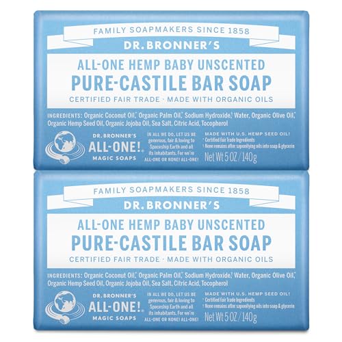 Dr. Bronner's Pure-Castile Baby Unscented Magic Bar Soaps - Made with Regenerative Organic Certified Oils - For Face, Hand, Hair Gentle on Sensitive Skin - Soap Bars for Men & Women - 2 Pack, 5 oz - Image 1