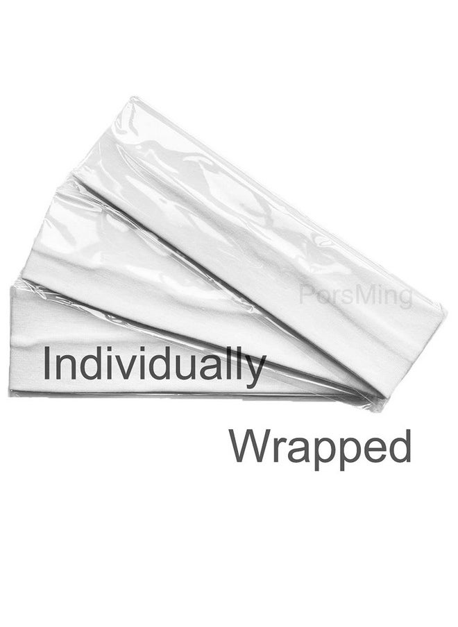 PorsMing - Headbands Plus Large Oversized Exercise Bands Sweat Bands Hair Bands Elastic Stretch Head Wraps For Women Men Girls Yoga Workout Gym Sports Fitness Non Slip All White Pack Of 12 - Image 1