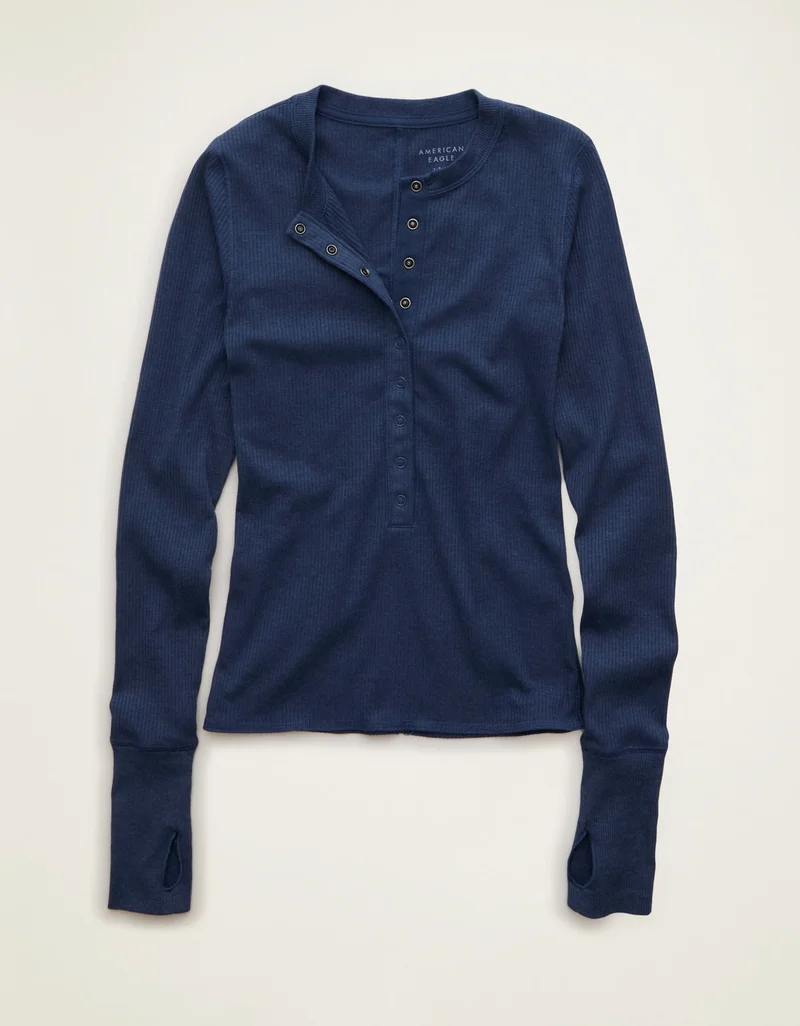AE Long Sleeve Henley T-Shirt