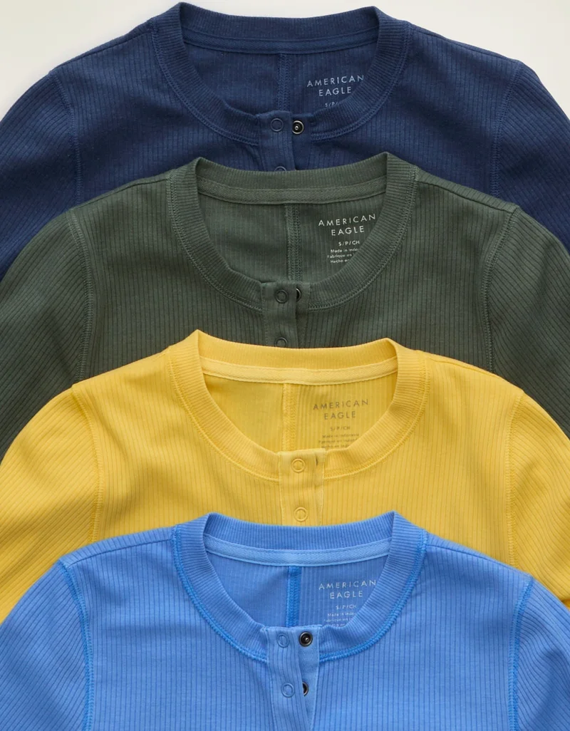 American Eagle  AE Long Sleeve Henley T-Shirt  | Best Price UAE