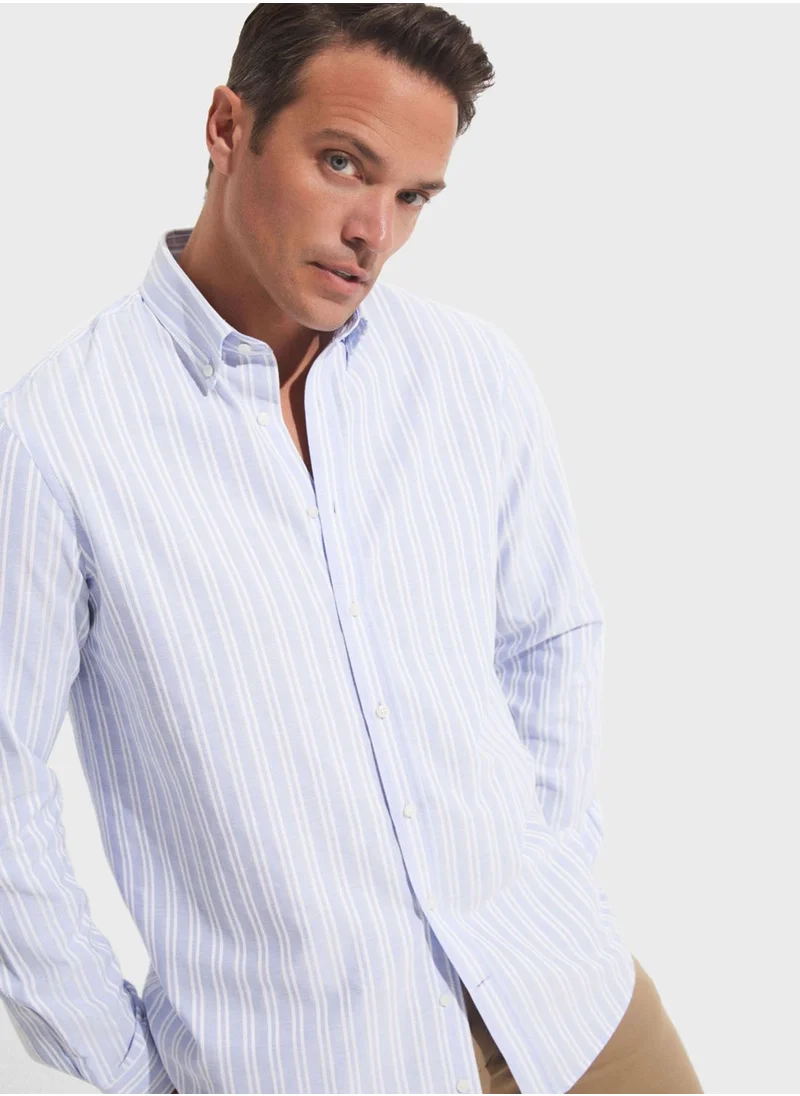 JUNE Striped Button Down Regular Fit Shirt Shirt