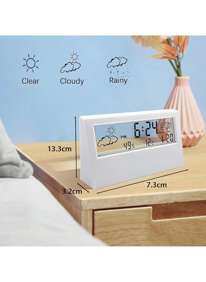 Hihonor Desk Clock, Digital Alarm Clock with Transparent Modern Design, Temperature, Humidity, Snooze, Aesthetic Home Decor, Office Decor, Battery Operated Table Clock for Bedroom, Office Shelf Etc  - Image 3