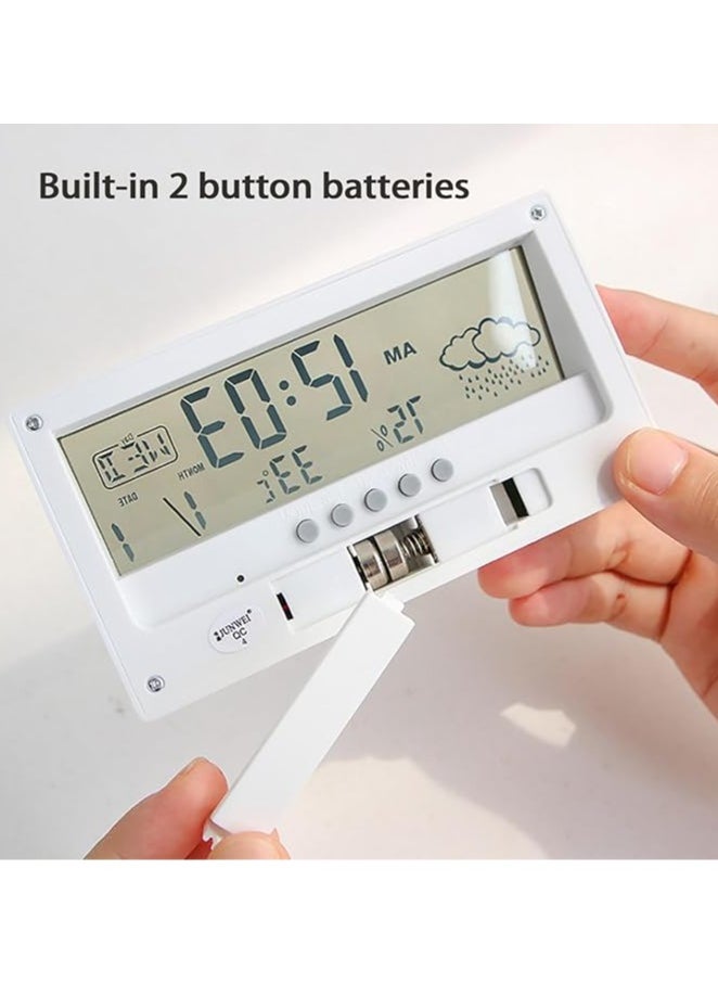 Hihonor Desk Clock, Digital Alarm Clock with Transparent Modern Design, Temperature, Humidity, Snooze, Aesthetic Home Decor, Office Decor, Battery Operated Table Clock for Bedroom, Office Shelf Etc  - Image 4