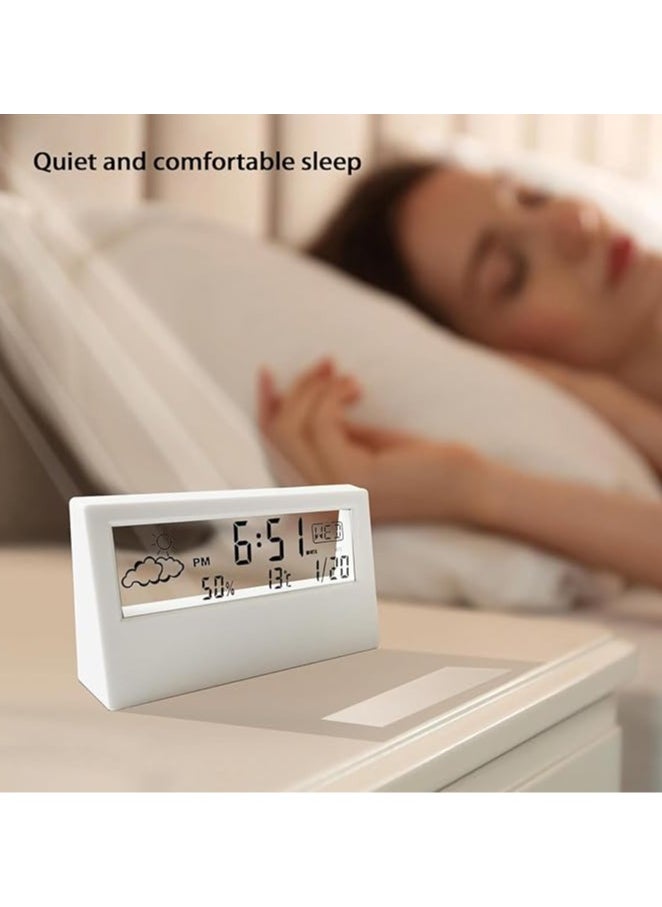 Hihonor Desk Clock, Digital Alarm Clock with Transparent Modern Design, Temperature, Humidity, Snooze, Aesthetic Home Decor, Office Decor, Battery Operated Table Clock for Bedroom, Office Shelf Etc  - Image 5