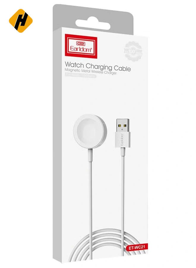 HuHa ET-WC21 Wireless Charging Cable for Apple Watch - 1.0m, 5V/0.35A, Sleek White Design - Image 5