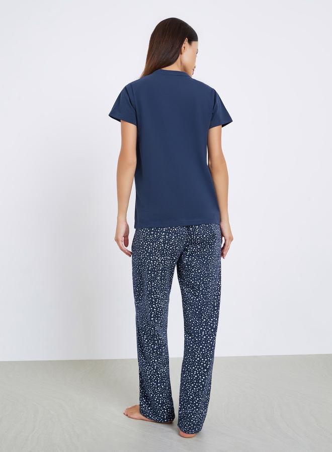 Styli Star Print Pocket T-Shirt and Pyjama Set - Image 5