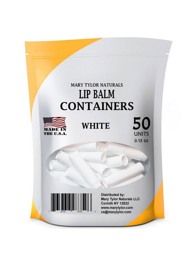 Mary Tylor Naturals 50 White Lip Balm Containers Tubes Bpa Free Made In Usa Round Tubes 0.15 Oz 100% With White Caps For Diy Lipstick Homemade Lip Balm By Mary Tylor Naturals (50 White) - Image 1
