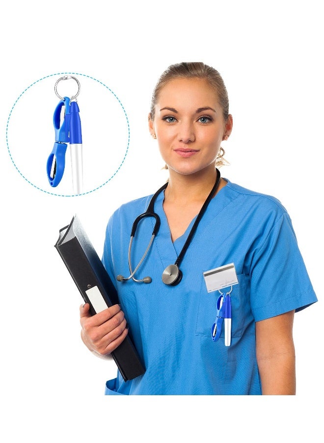 مجموعة مقصات أمان قابلة للطي للممرضات مقبض بلاستيكي ومقصات دائمة على شكل سلسلة مفاتيح مع أقلام علامات دائمة نقطة دقيقة للتمريض عدد خمسة عشر قطعة - Image 2