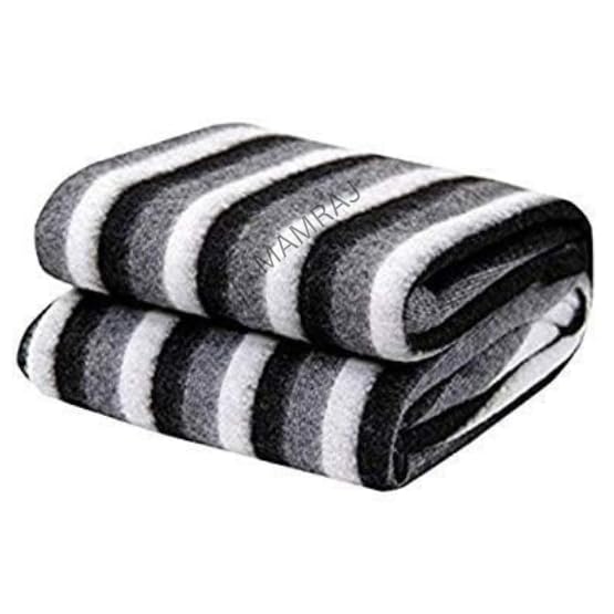 MAMRAJ Stylish Polar Striped Single Bed AC Fleece Wool Blanket - 58x88 Inch (Black and White) Skin Friendly. (Set of 30), 500 TC - Image 2