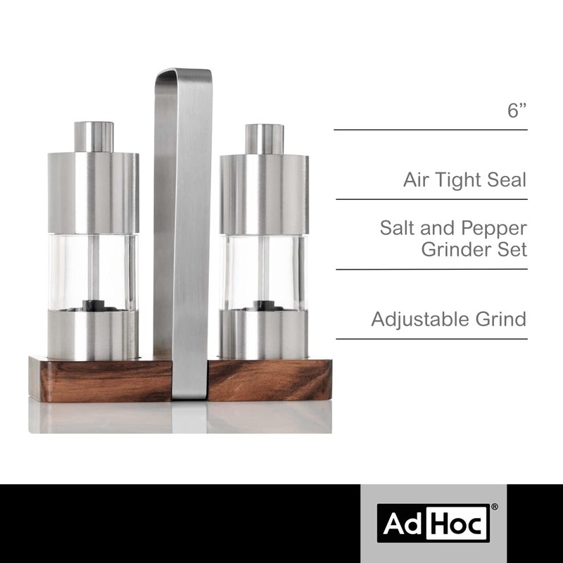 AdHoc Menage Classic Salt and Pepper Mill Gift Set - Salt & Pepper Seasoning Mill - Manual Mill Set with Ceramic Mechanism - Image 2