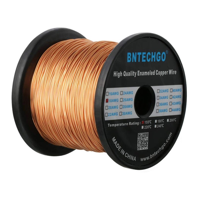 BNTECHGO 18 AWG Magnet Wire - Enameled Copper Wire - Enameled Magnet Winding Wire - 3.0 lb - 0.0393" Diameter 1 Spool Coil Natural Temperature Rating 155â„ƒ Widely Used for Transformers Inductors - Image 1