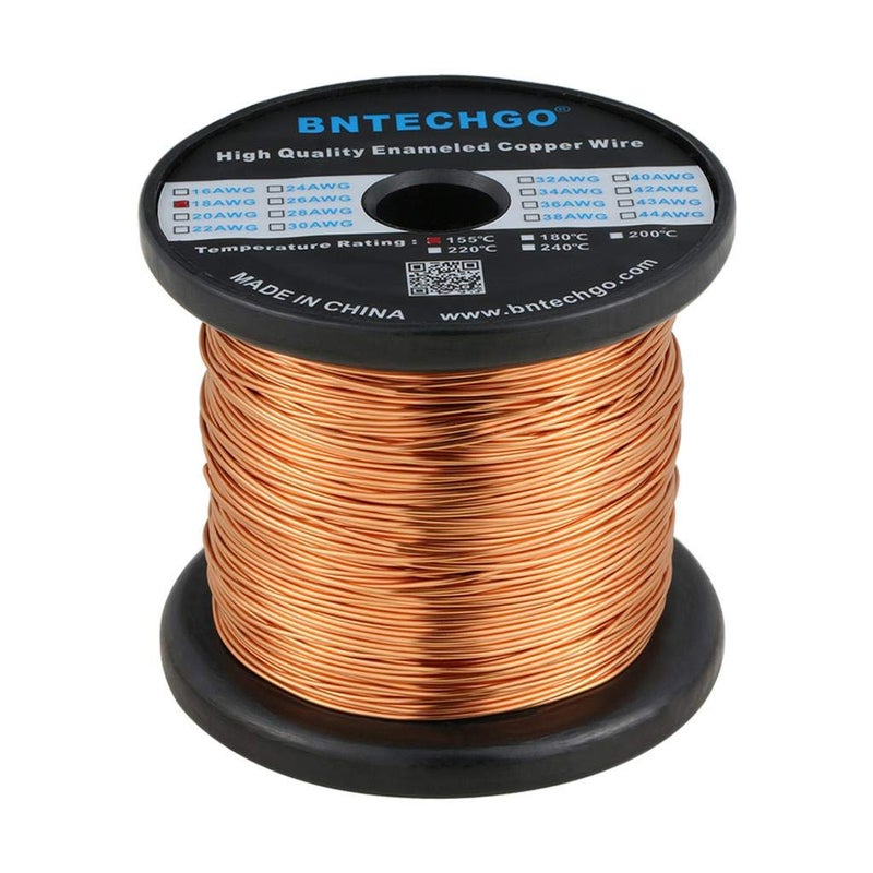 BNTECHGO 18 AWG Magnet Wire - Enameled Copper Wire - Enameled Magnet Winding Wire - 3.0 lb - 0.0393" Diameter 1 Spool Coil Natural Temperature Rating 155â„ƒ Widely Used for Transformers Inductors - Image 2