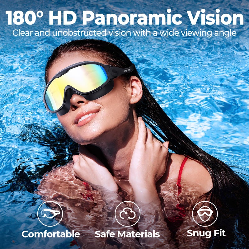 VegoVia Adult Swim Goggles 2 Pack, 180Â° Wide View Anti-Fog Pool Water Goggles Swimming Adult UV Protection No leaking Swim Glasses Waterproof for Men Women Youth Pool Beach Open Water - Image 2