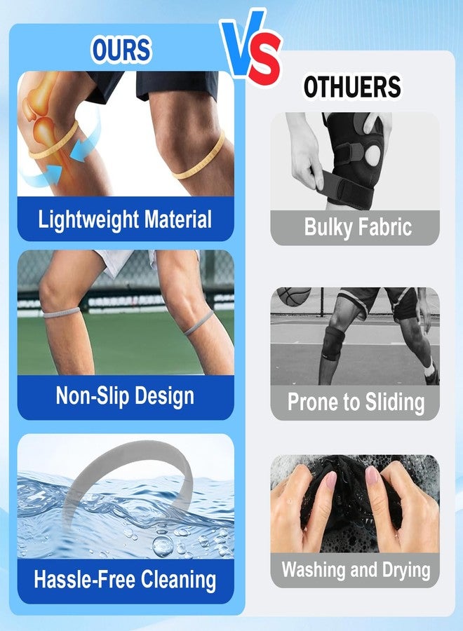 CoolShef مجموعة CoolShef المكونة من 4 قطع من دعامات الركبة والرضفة - حزام وتر الرضفة لتخفيف الألم، مناسبة للجري وكرة السلة وركبة العداء والتهاب الأوتار، ودعم رياضي للرجال والنساء - Image 4