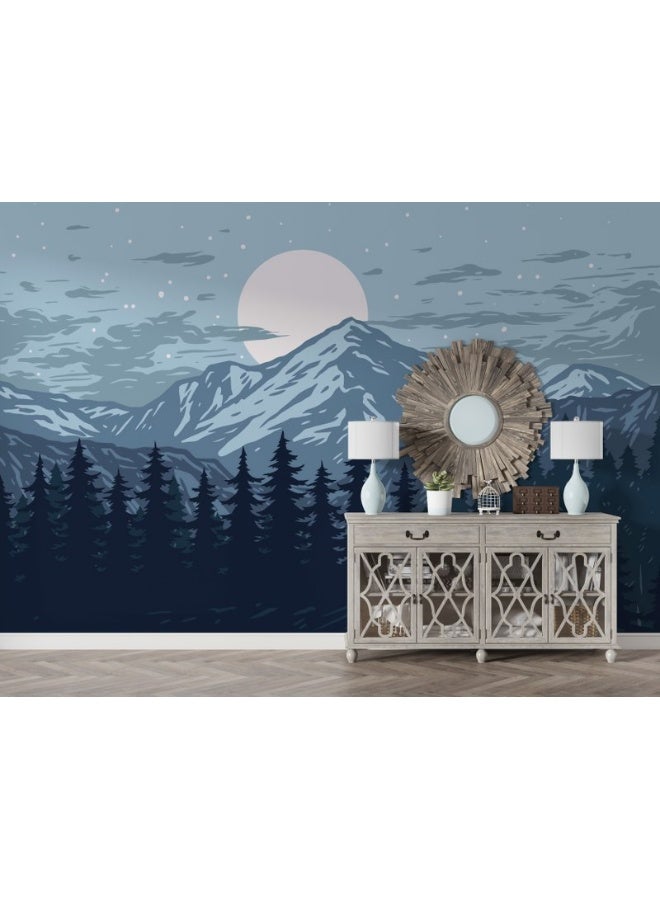 Home Gallery Panorama Of Mountains Fabric Wallpaper Covers An Area ​​Up To 4.2Mx3M With Adhesive  And Smoothing Tool - Image 2