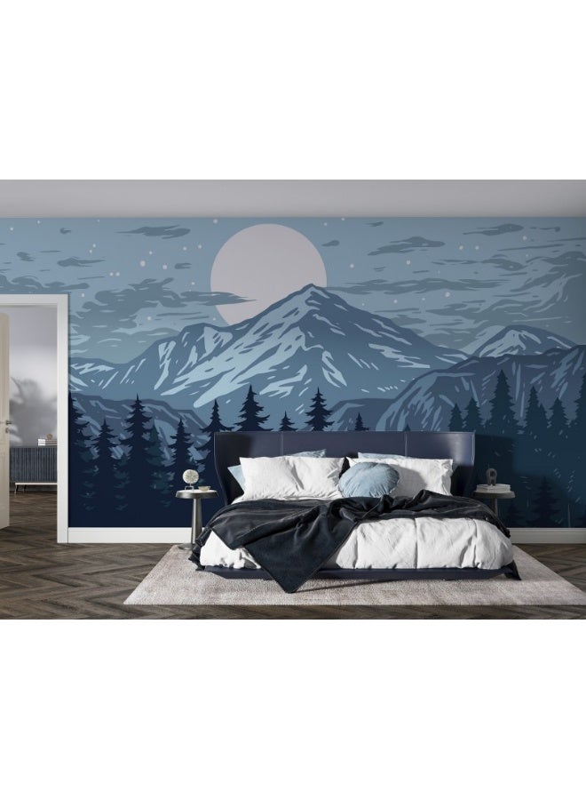 Home Gallery Panorama Of Mountains Fabric Wallpaper Covers An Area ​​Up To 4.2Mx3M With Adhesive  And Smoothing Tool - Image 4