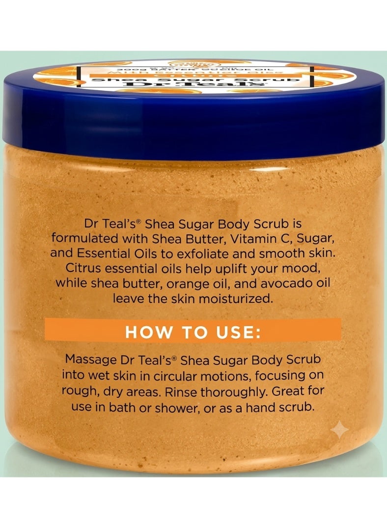 Dr Teal's Citrus Shea Sugar Body Scrub with Vitamin C - Gently Exfoliates & Uplifts Mood with Shea Butter & Avocado Oil (538 g) - Image 2
