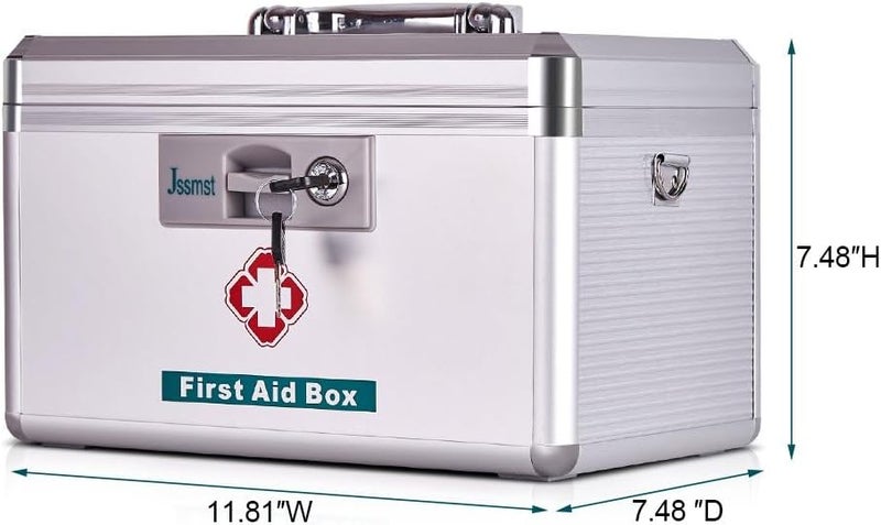 Jssmst Medication Lock Box with Key Medicine Lock Box for Medication Storage First Aid Box Locked Medicine Case Key Safe Locking Box for Drugs Use 12 x 74 x 81 inches Silver - Image 4