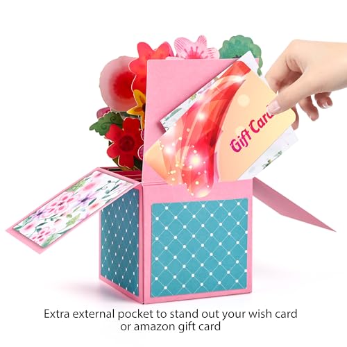 Giiffu Watercolor Flowers Pop-Up Cards–3D Floral Greeting Cards for Birthday, Mother’s Day, Thank You, All Occasions–Includes Notecard & Envelope–Gift for Women, Mom, Grandma, Wife, Daughter, Sister - Image 3