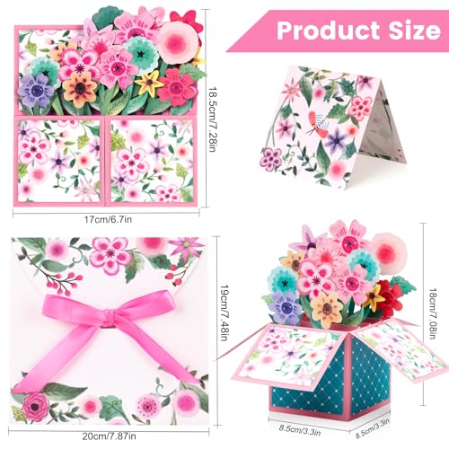Giiffu Watercolor Flowers Pop-Up Cards–3D Floral Greeting Cards for Birthday, Mother’s Day, Thank You, All Occasions–Includes Notecard & Envelope–Gift for Women, Mom, Grandma, Wife, Daughter, Sister - Image 2